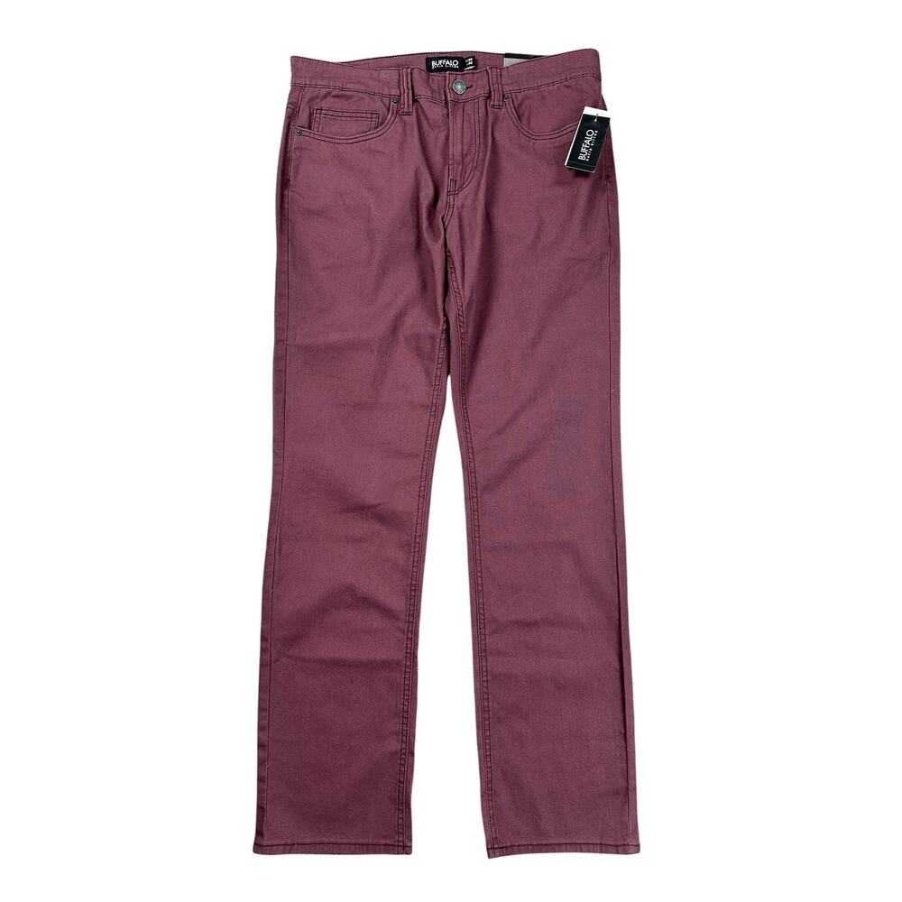 Buffalo David Bitton Six Straight Men's 32x32 Burgundy Stretch Chino Jeans
